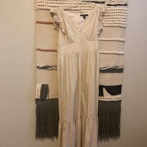 Maggie London cream long dress flutter sleeve v neck